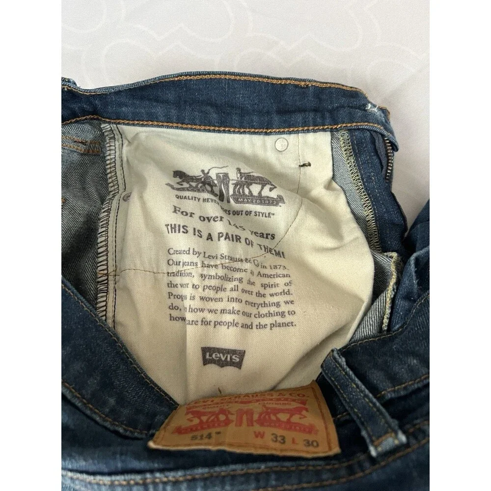 Levi’s 514 Straight Fit Medium Wash Blue Denim Jeans Men’s 33x30